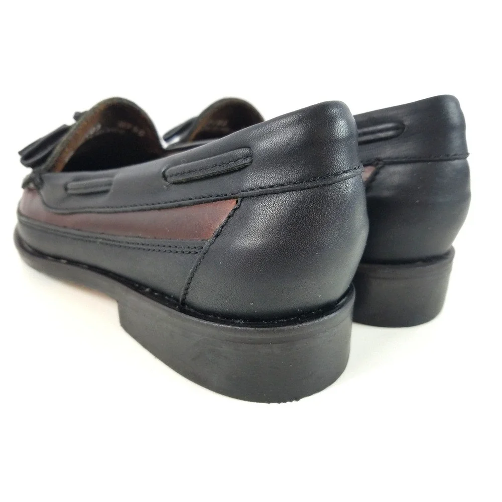 Casual Fridays Mens Brown Black Leather Tassel Loafer Kiltie‎ Shoes Size 8.5 M